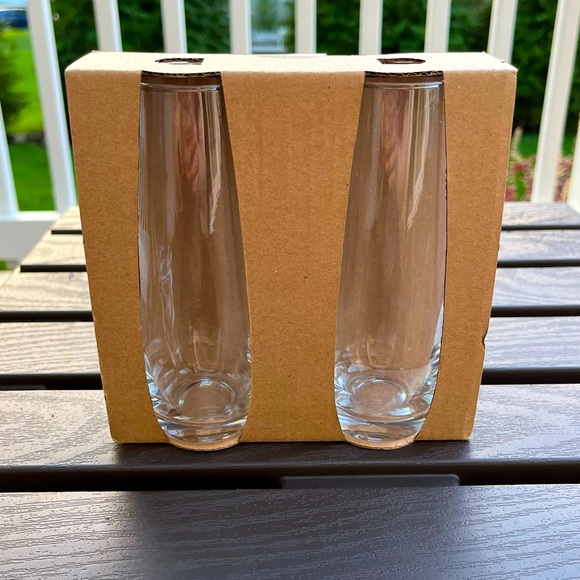 🆕 Stemless Glass Champagne Flutes, Set of Two Glasses, Party Holidays New Year - Picture 6 of 13